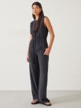 HUSH Kirza Shoulder Padded Jumpsuit, Washed Black