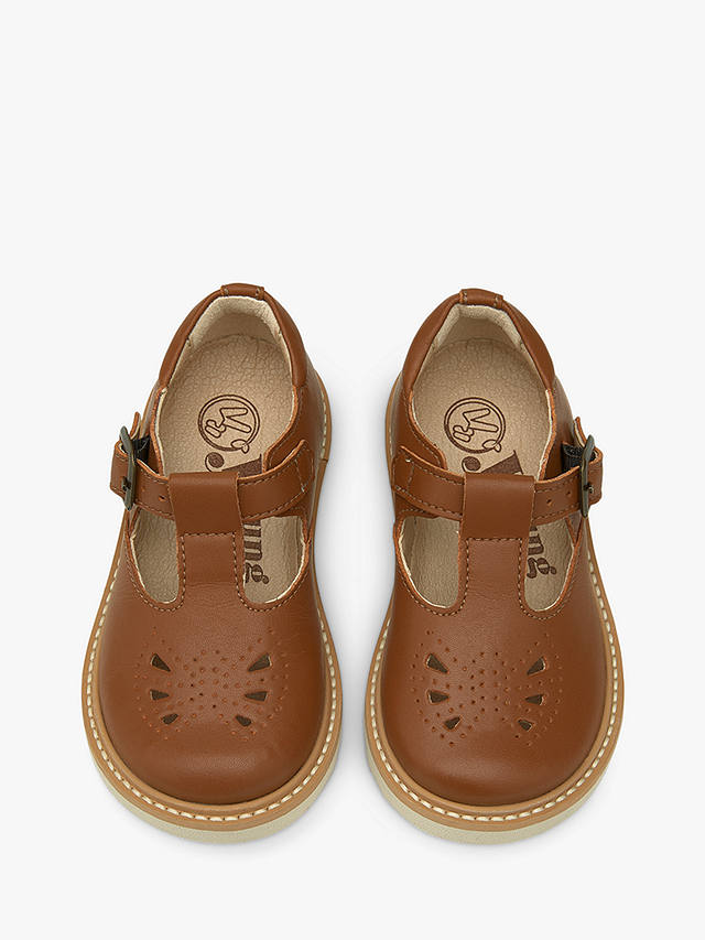 Young Soles Kids' Rosie Vegan T-Bar Shoes, Chestnut Brown