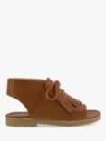 Young Soles Kids' Leather Agnes Kilted Sandals, Tan Burnished