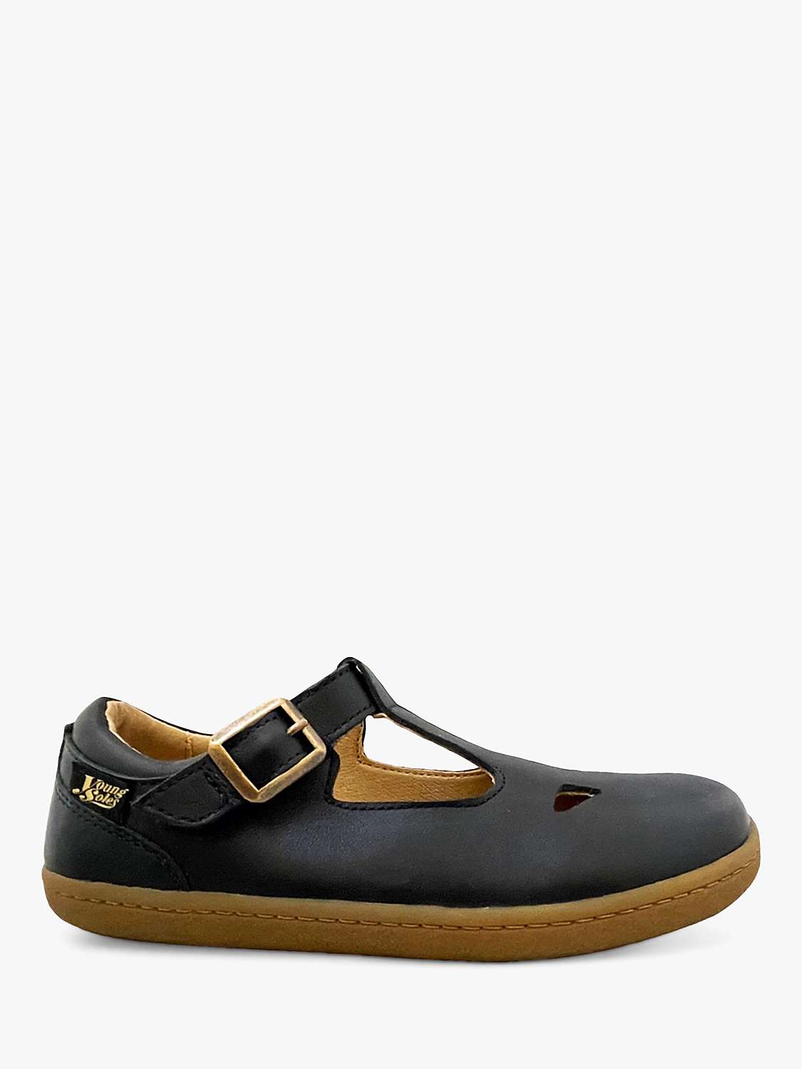 Buy Young Soles Kids' Leather Darcey T-Bar Shoes, Navy Online at johnlewis.com