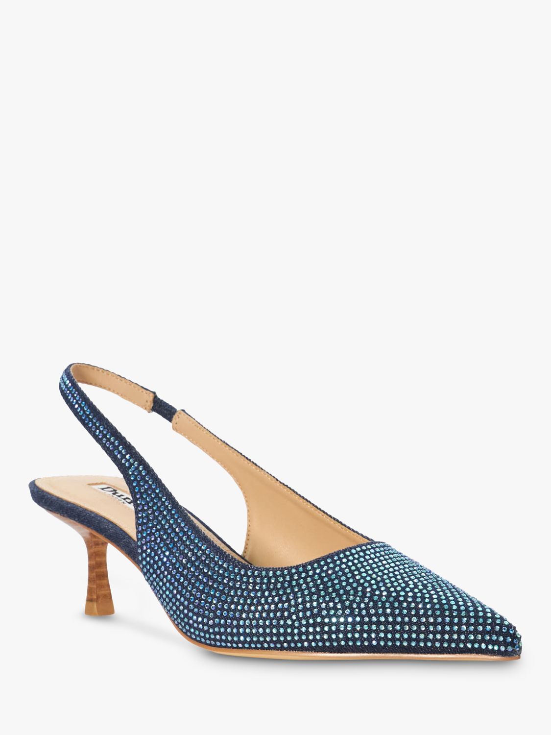 Buy Dune Colette Embellished Denim Slingback Court Shoes, Blue Online at johnlewis.com