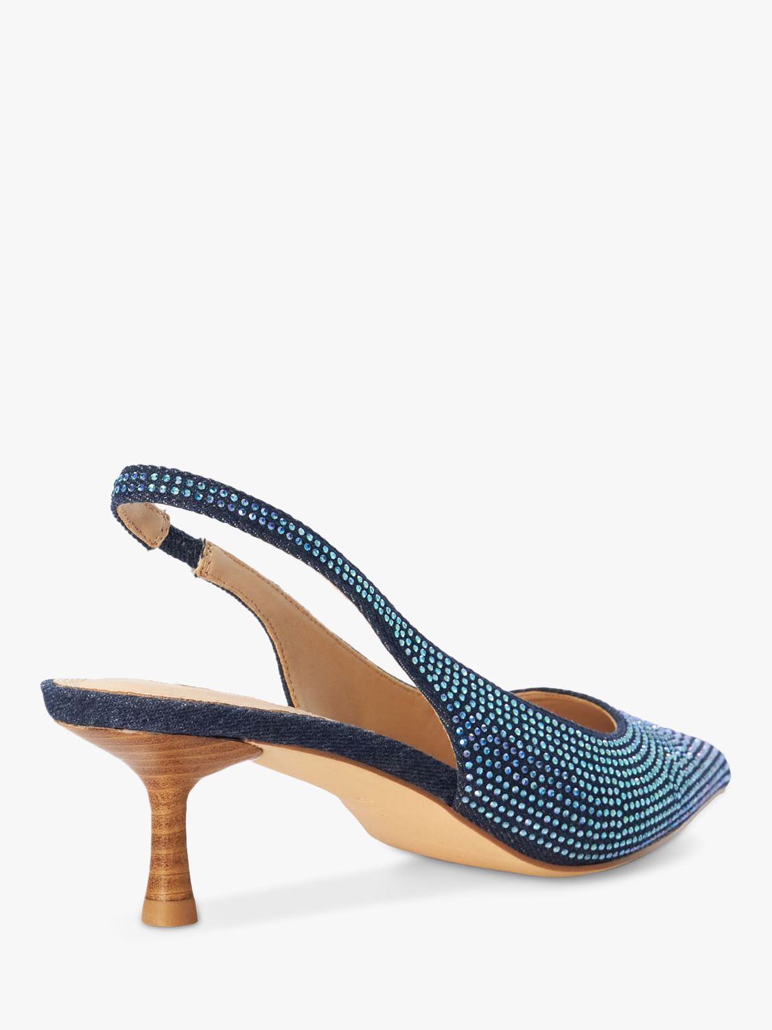 Buy Dune Colette Embellished Denim Slingback Court Shoes, Blue Online at johnlewis.com