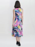 Gina Bacconi Anastacia Fit and Flare Abstract Print Midi Jersey Dress, Peach/Multi