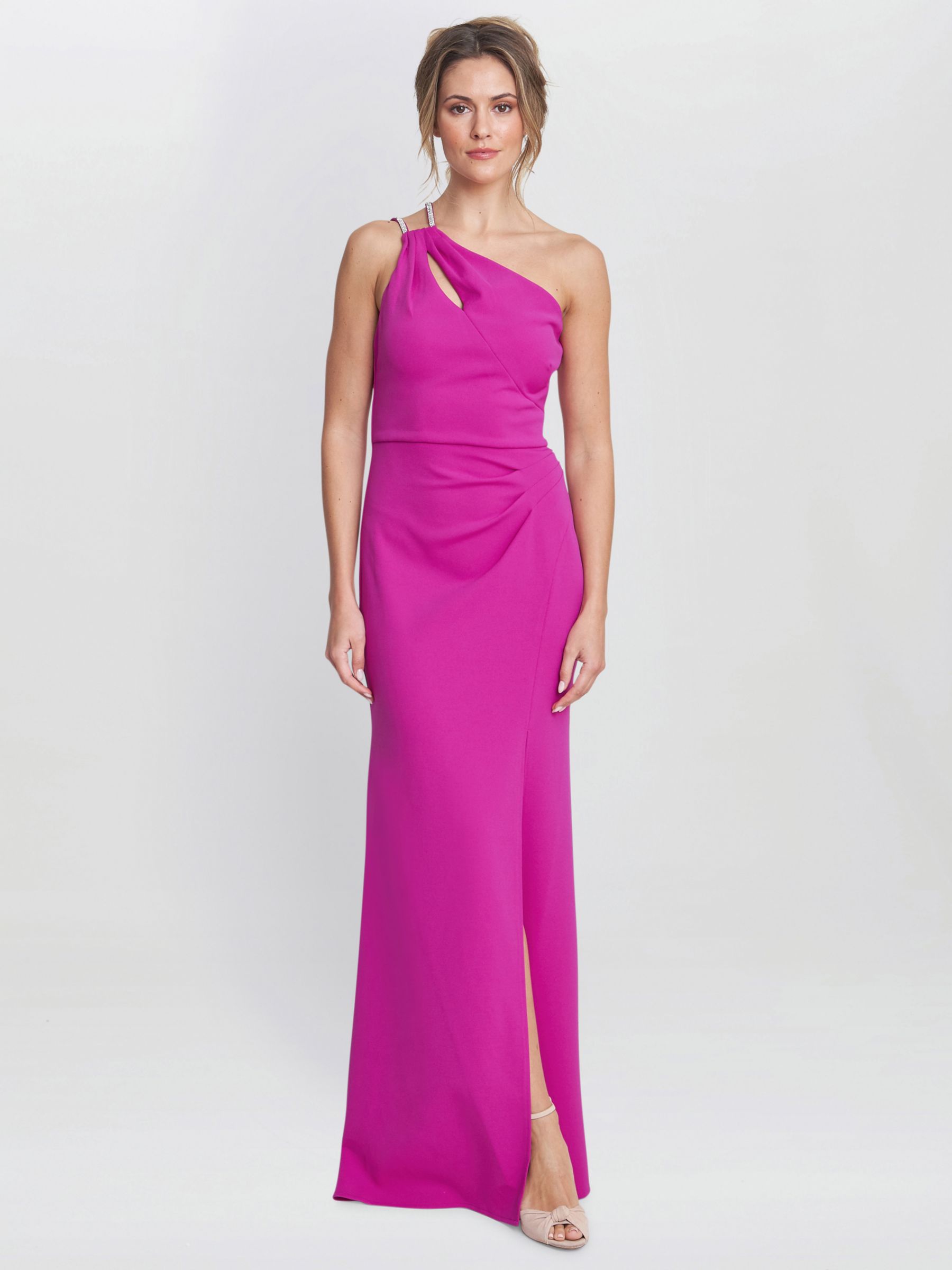 Gina Bacconi Bryony Diamante Strap One Shoulder Maxi Dress