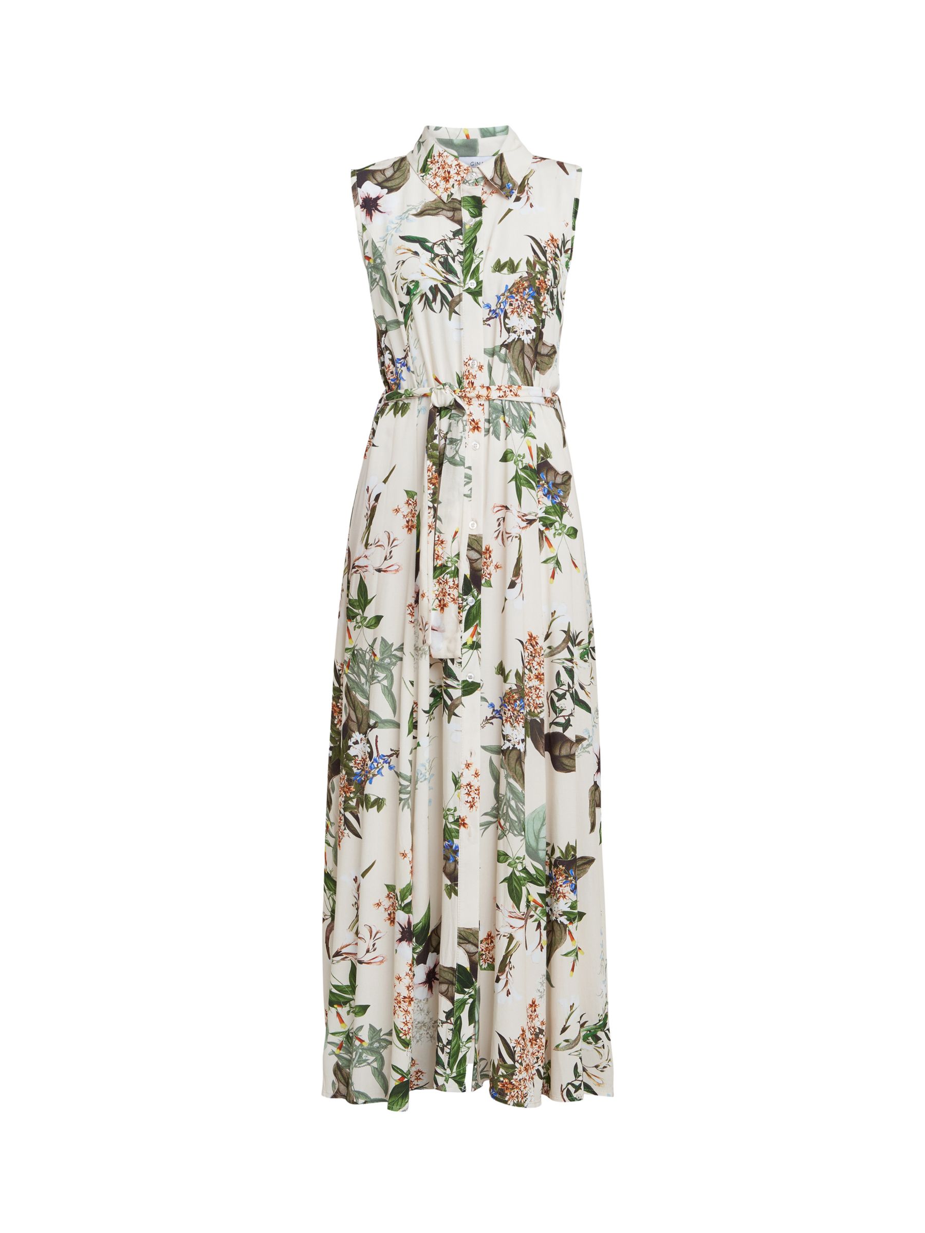 Gina Bacconi Ariel Sleeveless Floral Maxi Shirt Dress, White/Multi, S