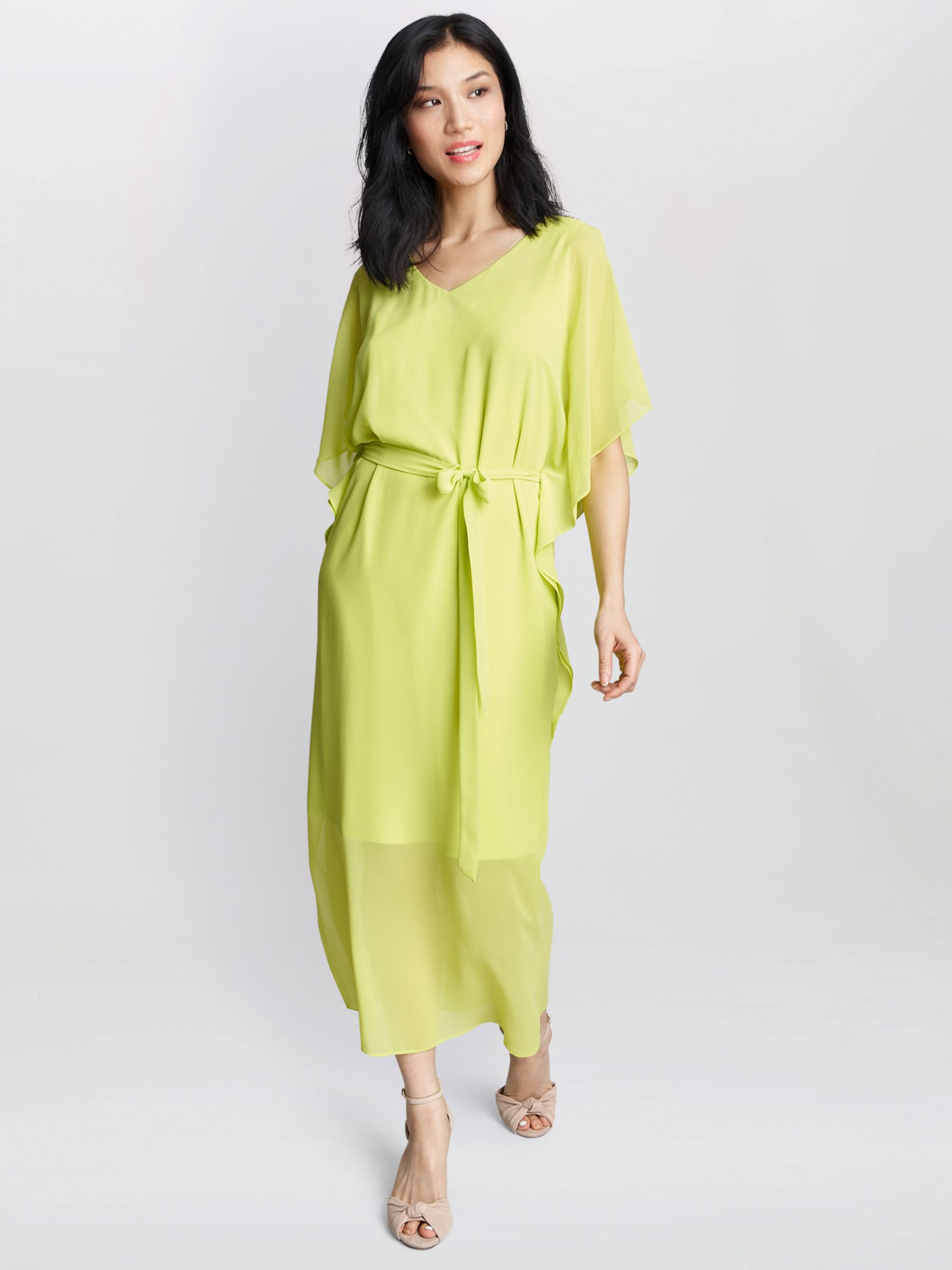 Buy Gina Bacconi Francesca Cold Shoulder Chiffon Midi Dress, Lime Online at johnlewis.com