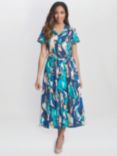 Gina Bacconi Ivonne Abstract Print Midi Shirt Dress, Blue/Multi