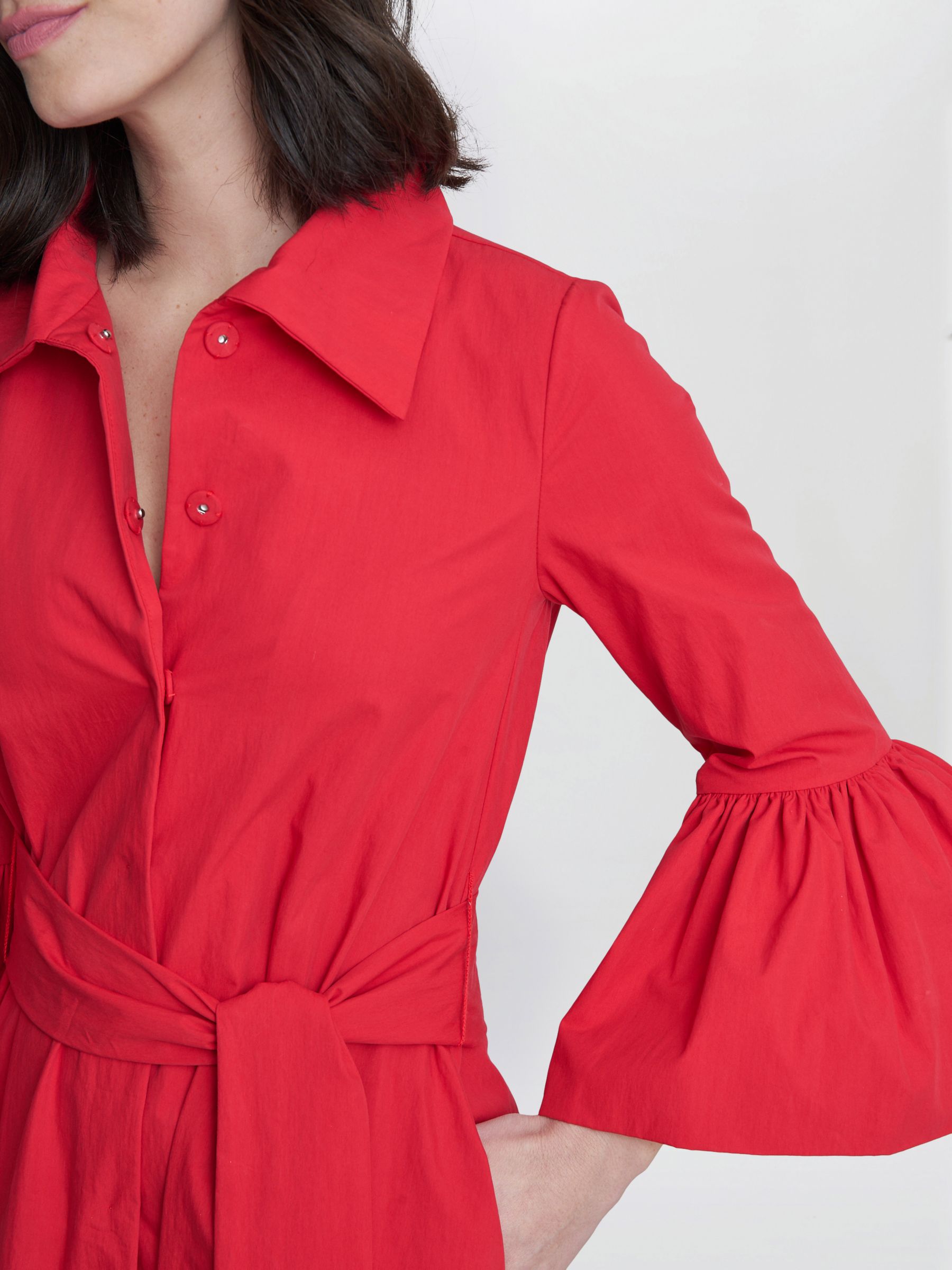Gina Bacconi Melinda Taffeta Midi Shirt Dress, Red, 8