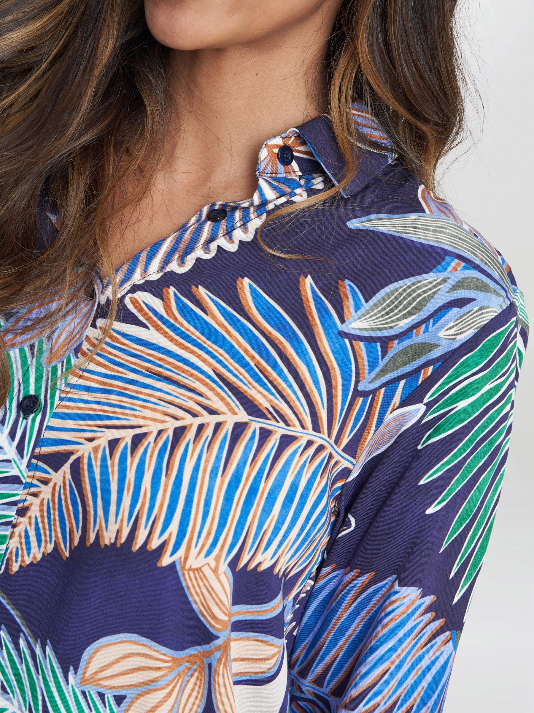 Buy Gina Bacconi Tabitha Leaf Print Shirt, Navy/Multi Online at johnlewis.com