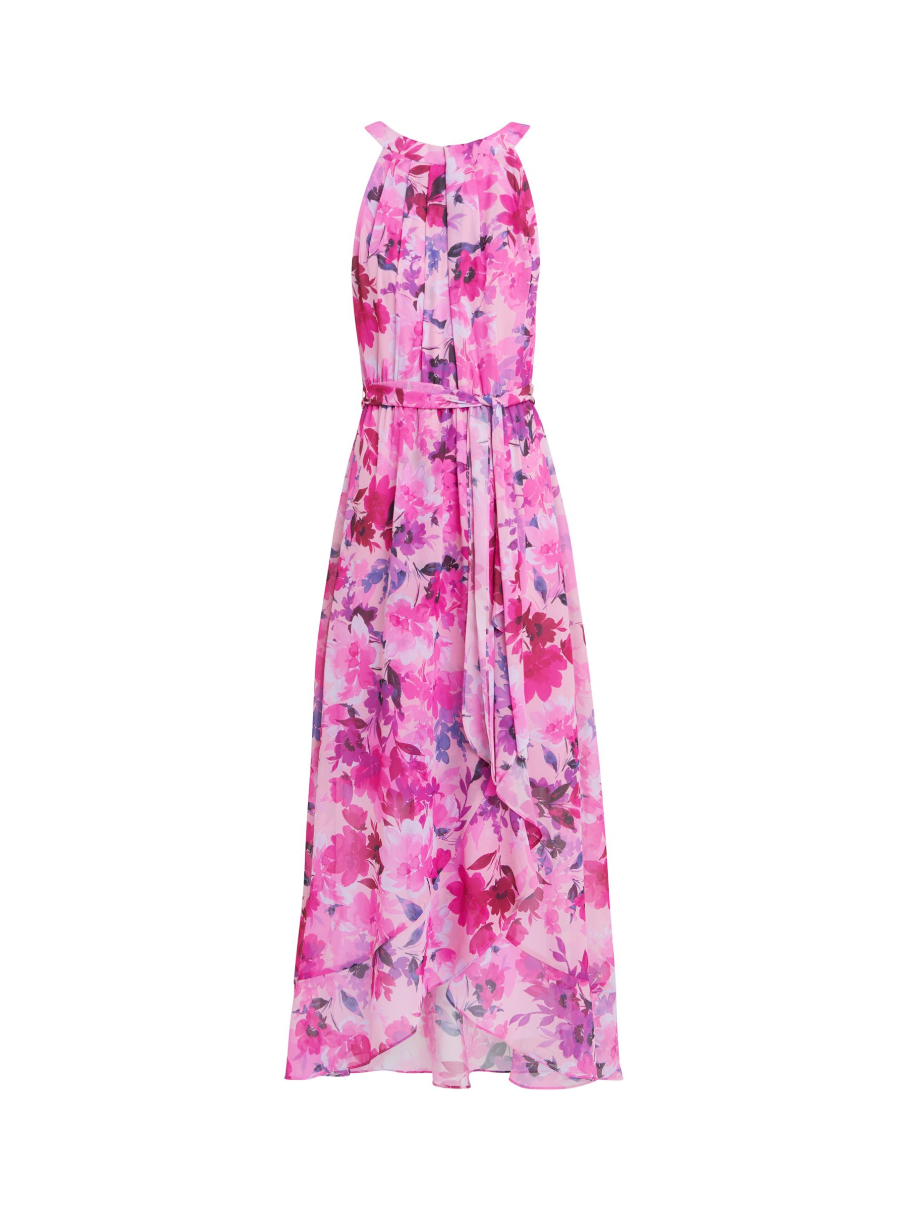 Gina Bacconi Hermione Floral Print Maxi Dress, Hot Pink at John Lewis ...