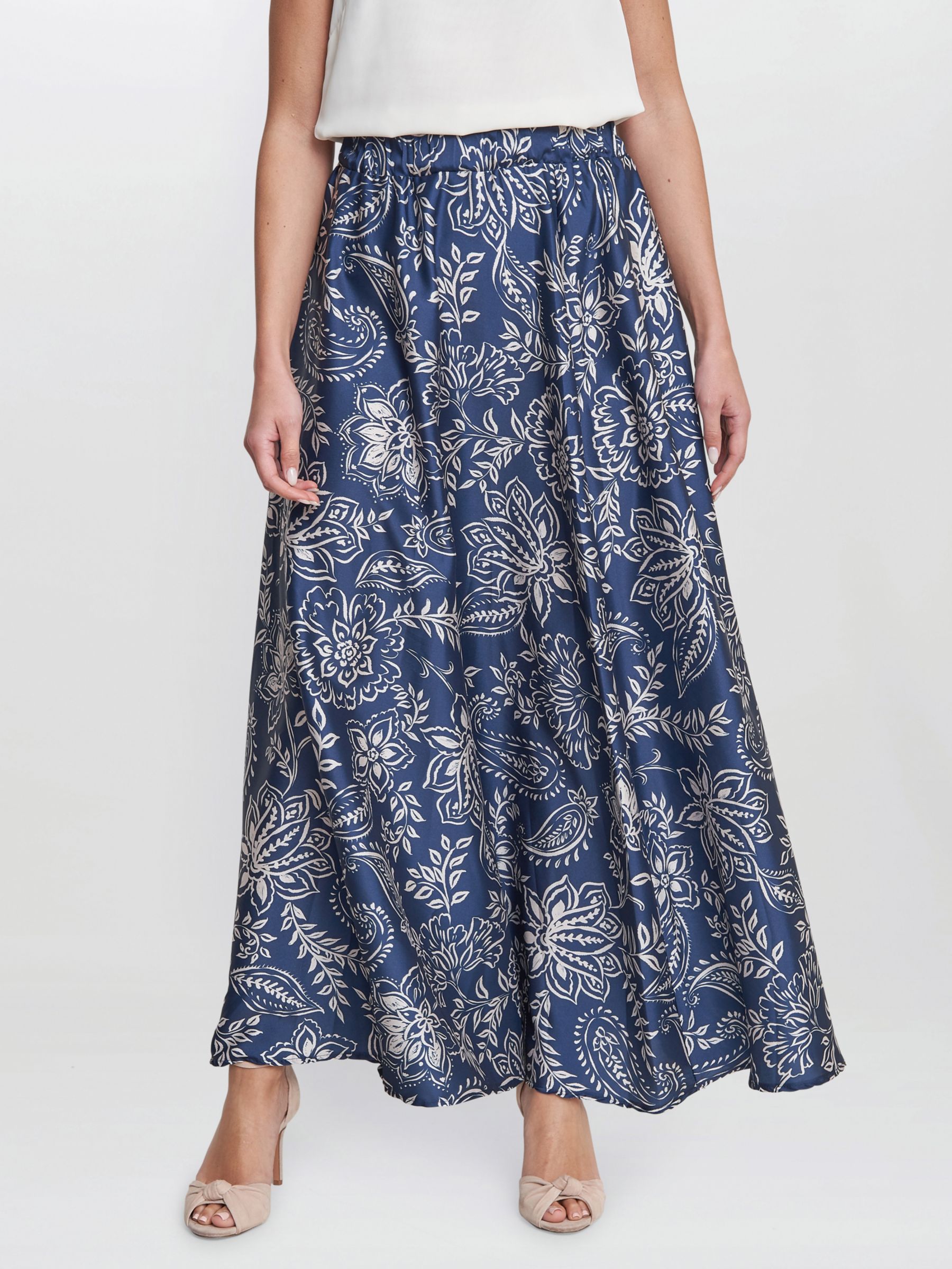 Buy Gina Bacconi Dakota Satin Elastic Waist Skirt Online at johnlewis.com