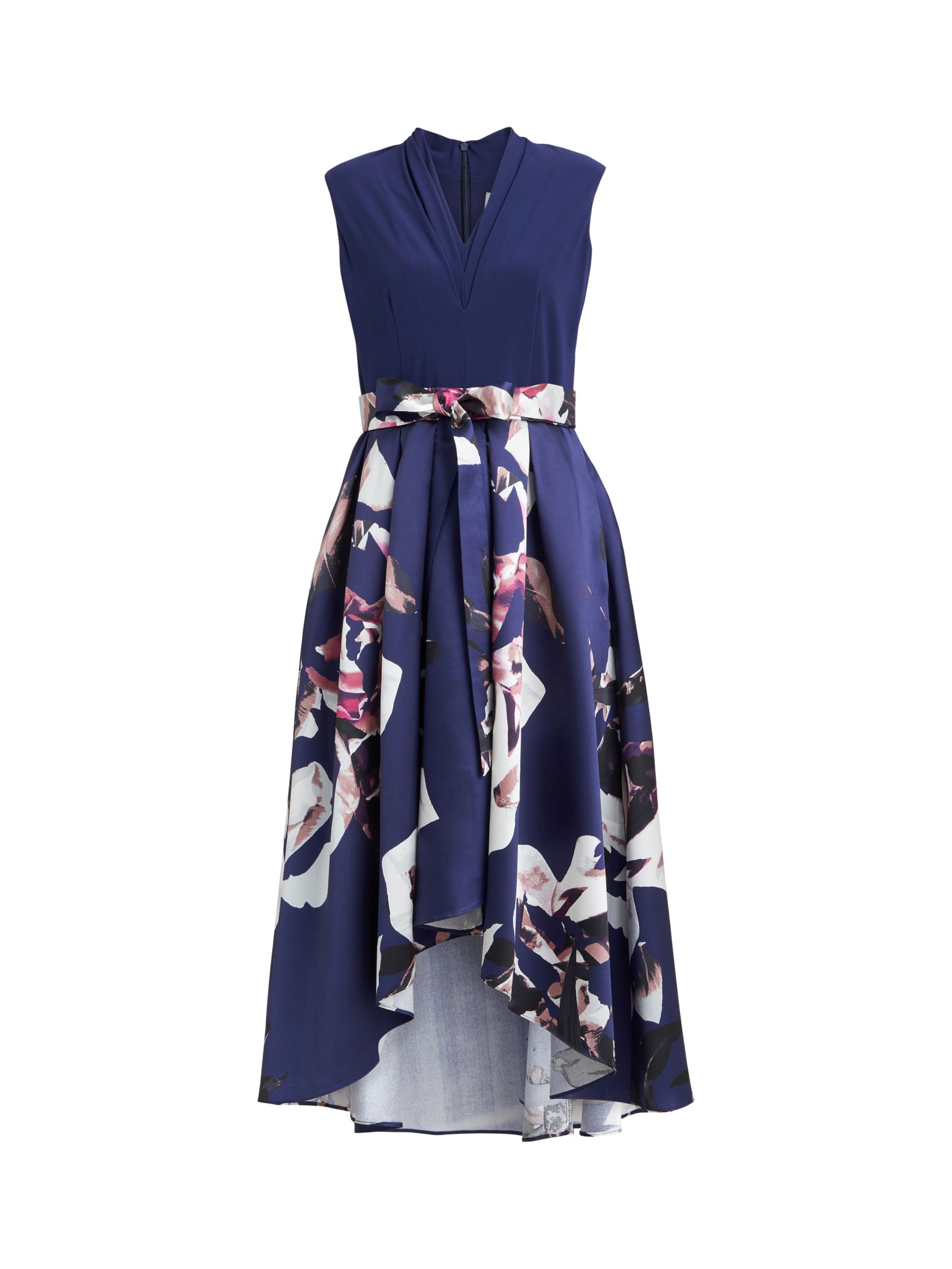 Buy Gina Bacconi Megan Sleeveless Hi-Lo Midi Floral Dress, Navy Online at johnlewis.com