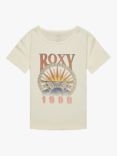 Roxy Kids' Vintage Organic Cotton Logo T-Shirt, Egret