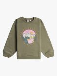 Roxy Kids' Morning Hike Sweatshirt, Oil Green