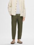 SELECTED HOMME Magnus Linen Trousers, Forest Night