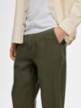 SELECTED HOMME Magnus Linen Trousers, Forest Night