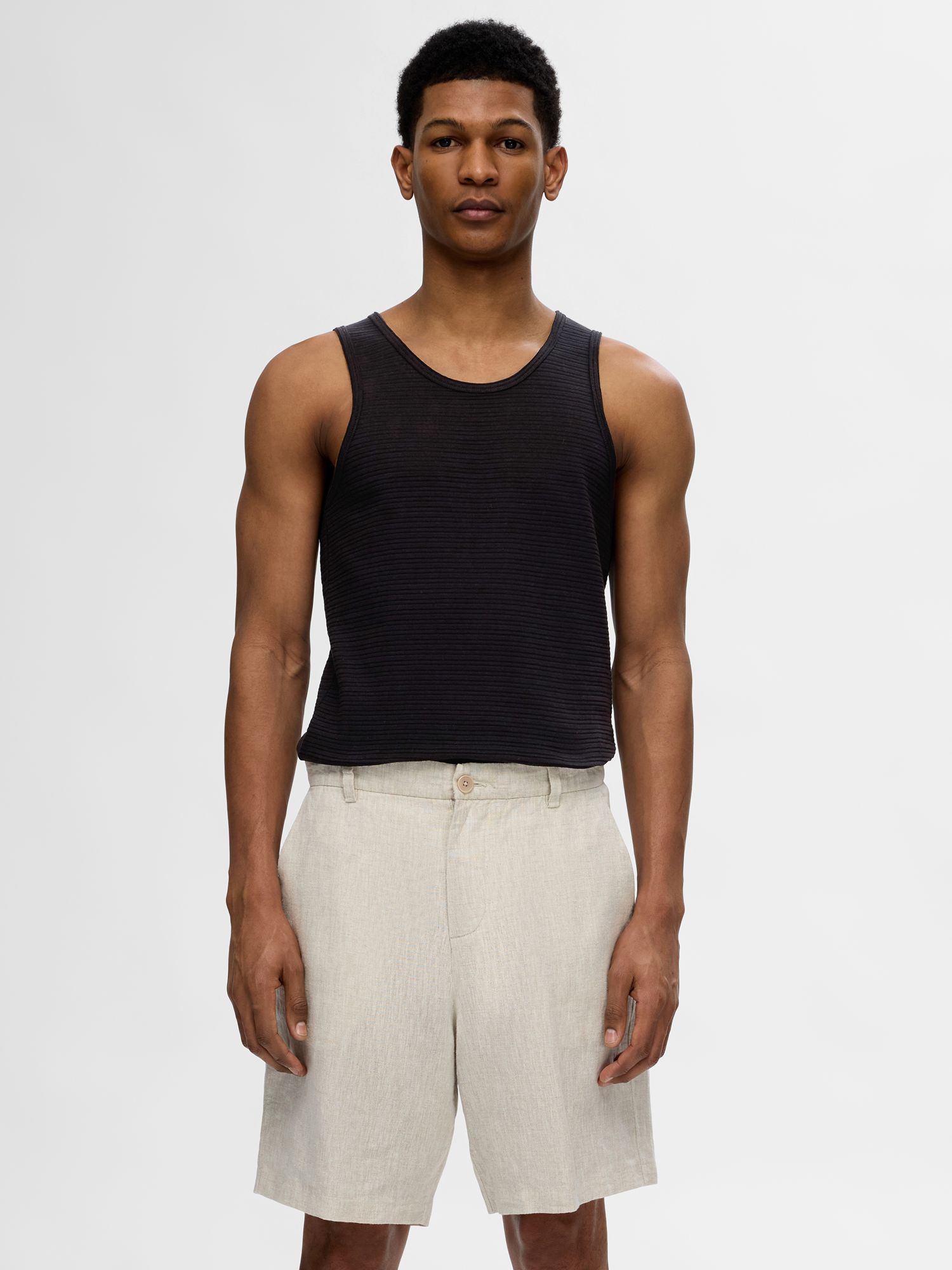 SELECTED HOMME Organic Cotton Tank Top, Black, S