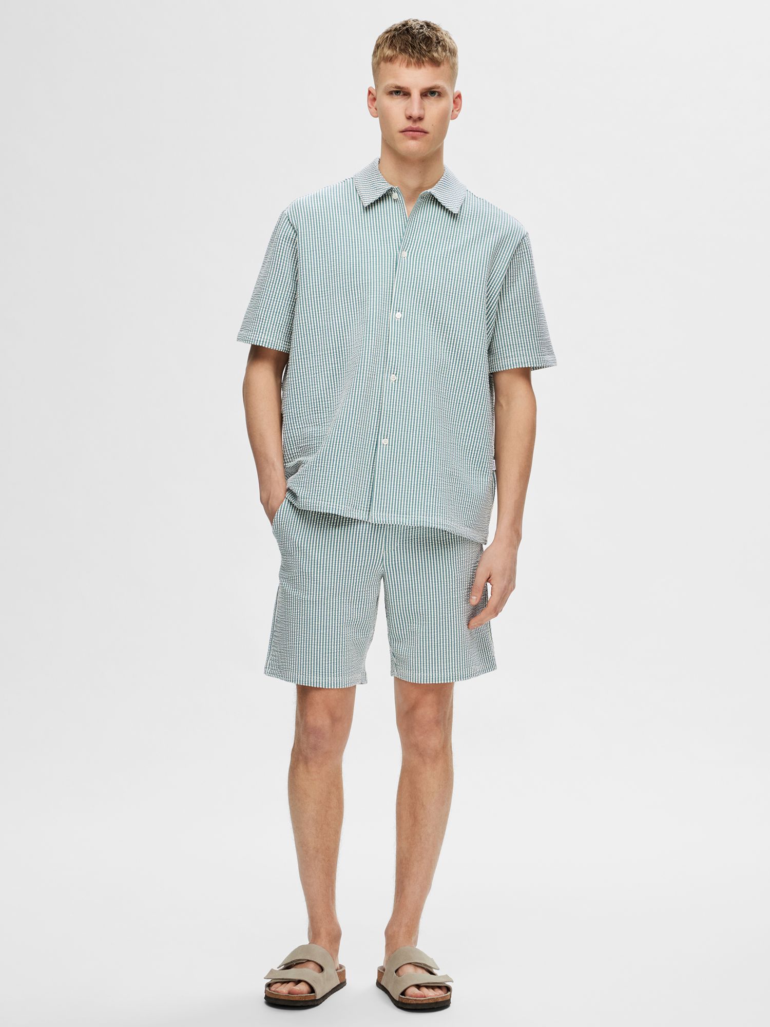 SELECTED HOMME Regular Fit Stripe Shorts, Dragonfly, S