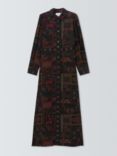 Hayley Menzies Aida Silk Maxi Shirt Dress, Black/Multi