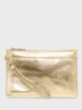 Hobbs Lundy Metallic Leather Clutch Bag, Gold