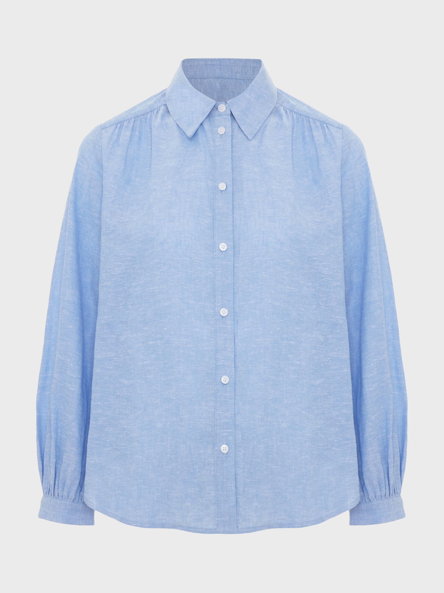 Hobbs Sabrina Linen Blend Shirt, Blue, 10
