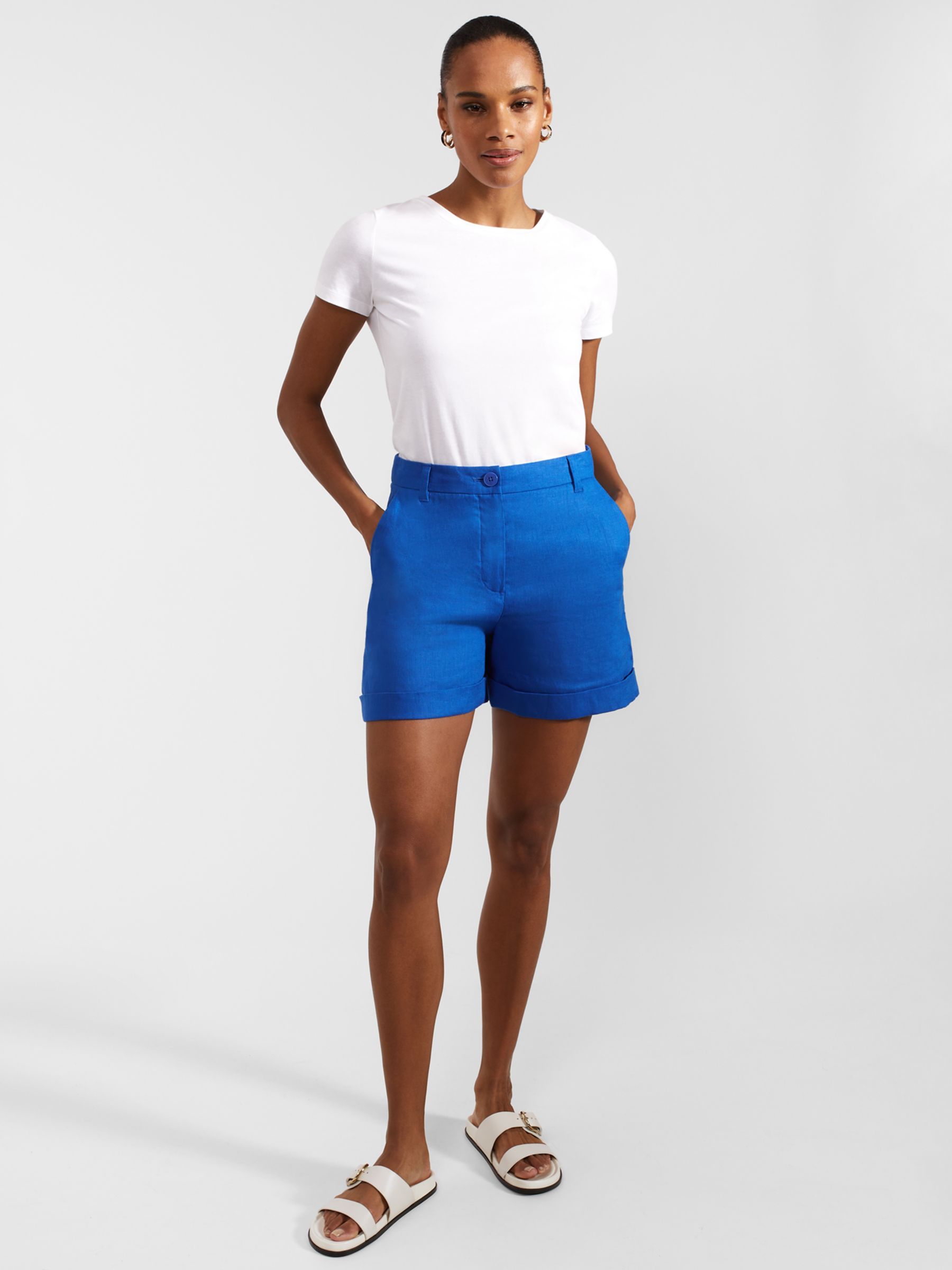 Hobbs Lenna Linen Shorts, Atlantic Blue, 10