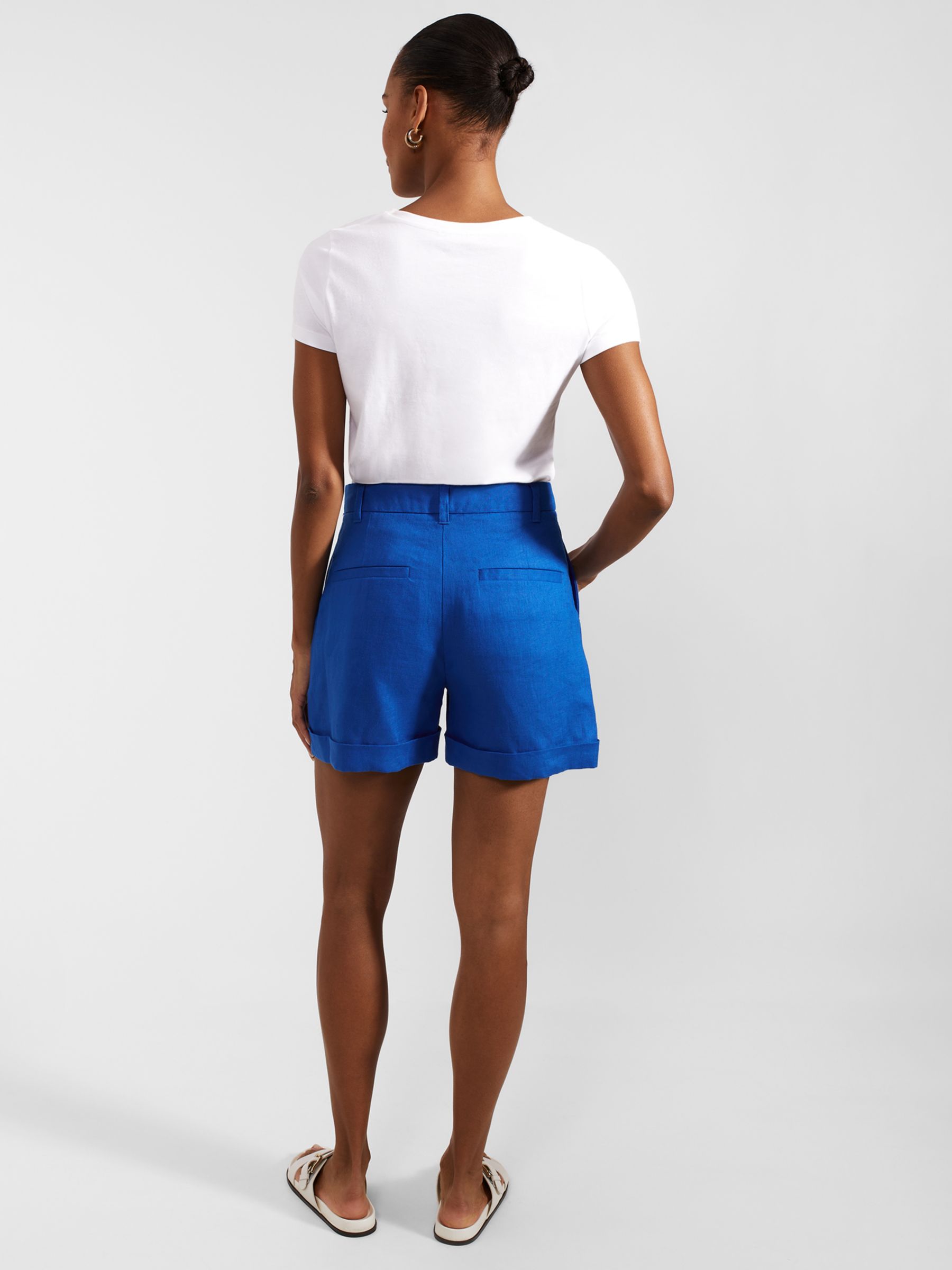 Hobbs Lenna Linen Shorts, Atlantic Blue, 10