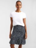 Hobbs Margot Multi Spot Print Flippy Hem Skirt, Navy/Multi
