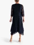 chesca Sequin Lace Chiffon Trim Midi Dress, Dark Navy