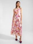 Hobbs Carly Floral Midi Dress, Pink/Multi