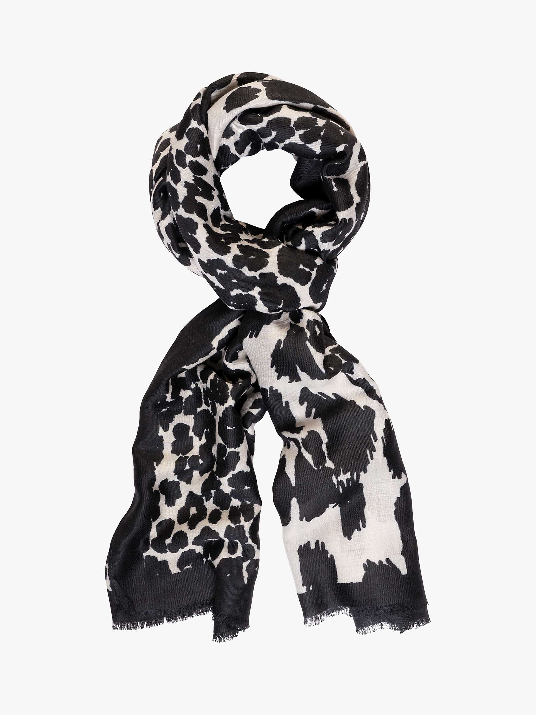 Buy chesca Leopard Print Colour Block Scarf, Black/Cream Online at johnlewis.com