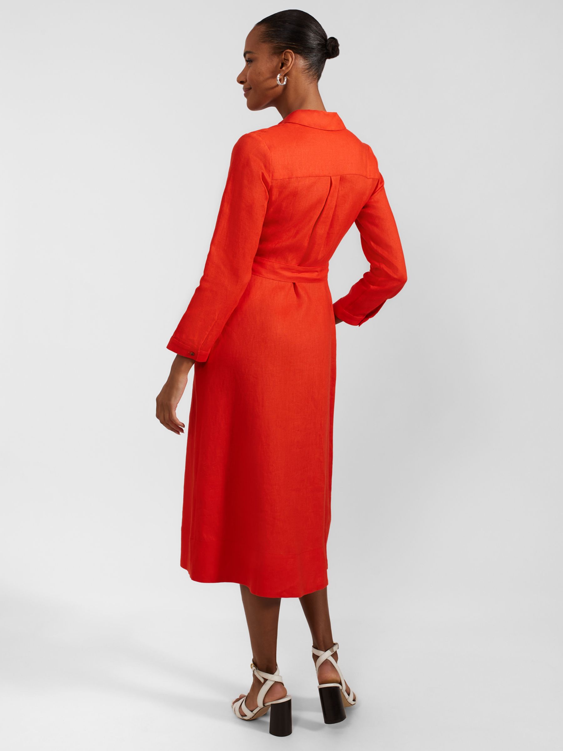 Buy Hobbs Arabella Linen Shirt Dress, Hibiscus Red Online at johnlewis.com