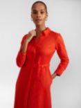 Hobbs Arabella Linen Shirt Dress, Hibiscus Red