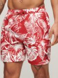 Superdry Recycled Hawaiian Print 17" Swim Shorts, Luna Dark Red