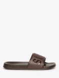 Superdry Core Vegan Pool Sliders, Dark Oak Brown