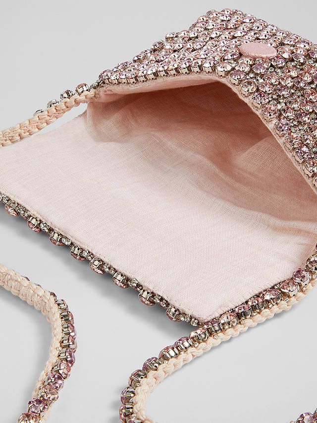 L.K.Bennett Rose Crystal Embellished Shoulder Bag, Pink