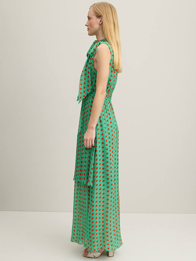 L.K.Bennett Royal Ascot Robyn Spot Asymmetric Tier Maxi Dress, Green