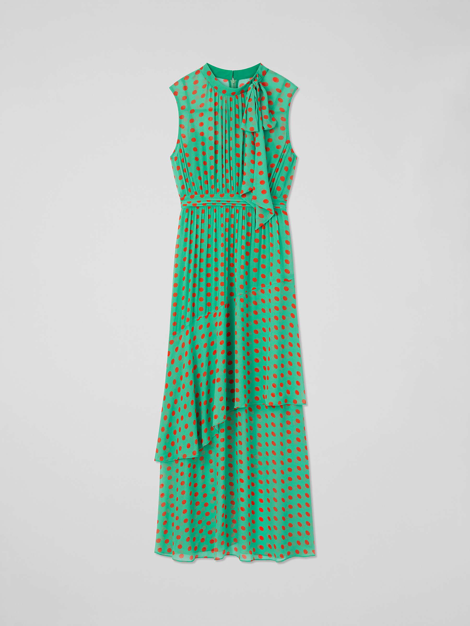 Buy L.K.Bennett Royal Ascot Robyn Spot Asymmetric Tier Maxi Dress, Green Online at johnlewis.com
