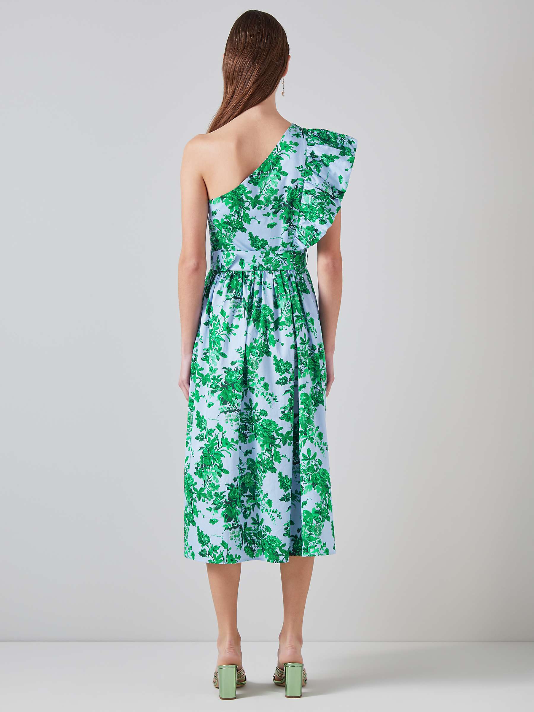 Buy L.K.Bennett Maud Organic Cotton Floral Midi Dress, Blue/Multi Online at johnlewis.com
