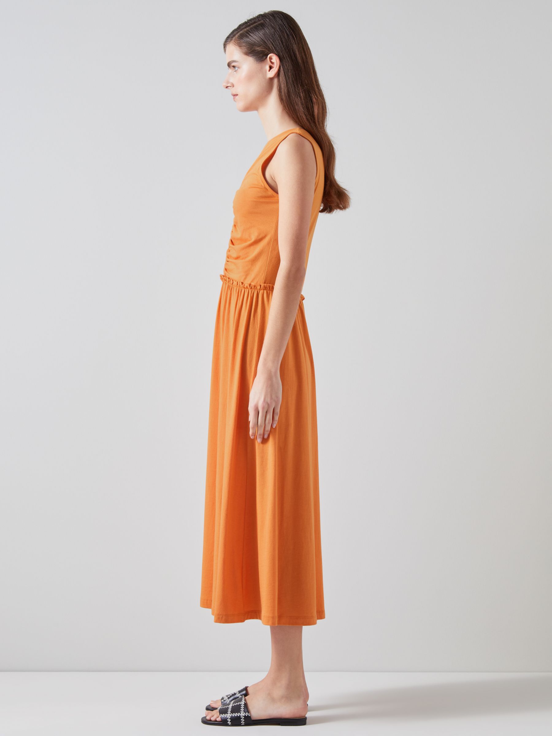 Buy L.K.Bennett Claud Ruched Sleeveless Dress, Burnt Orange Online at johnlewis.com