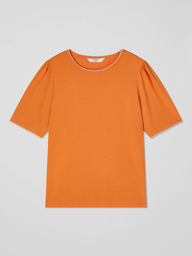 L.K.Bennett Lizzie Puff Shoulder T-Shirt, Ora-burnt Orange at John ...