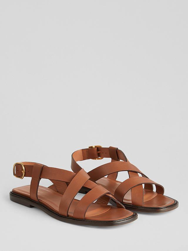 L.K.Bennett Telma Nappa Leather Flat Sandals, Chocolate