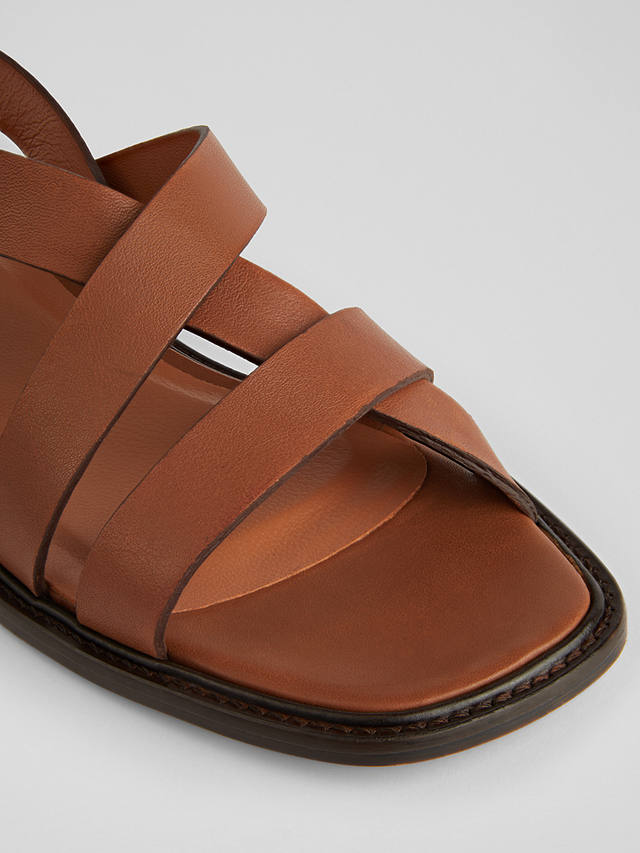 L.K.Bennett Telma Nappa Leather Flat Sandals, Chocolate