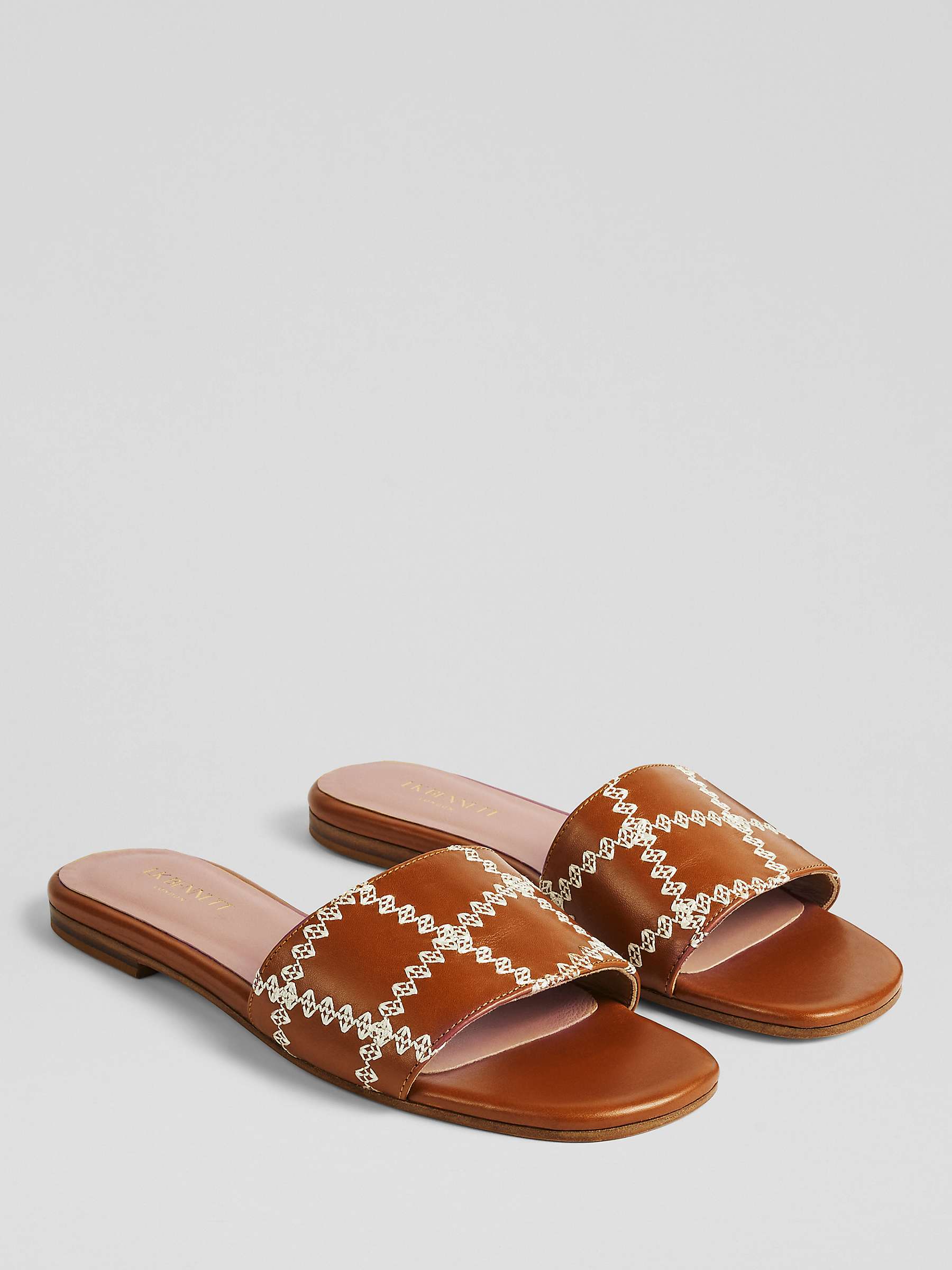 Buy L.K.Bennett Hema Stitch Detail Leather Slider Sandals Online at johnlewis.com