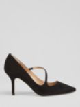 L.K.Bennett Simone Suede Asymmetric Strap Court Shoes, Black