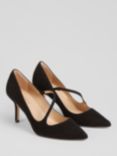 L.K.Bennett Simone Suede Asymmetric Strap Court Shoes, Black