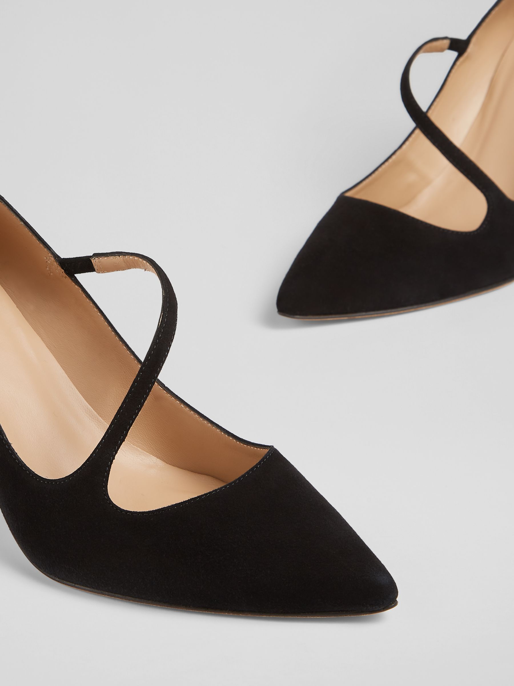 Buy L.K.Bennett Simone Suede Asymmetric Strap Court Shoes, Black Online at johnlewis.com