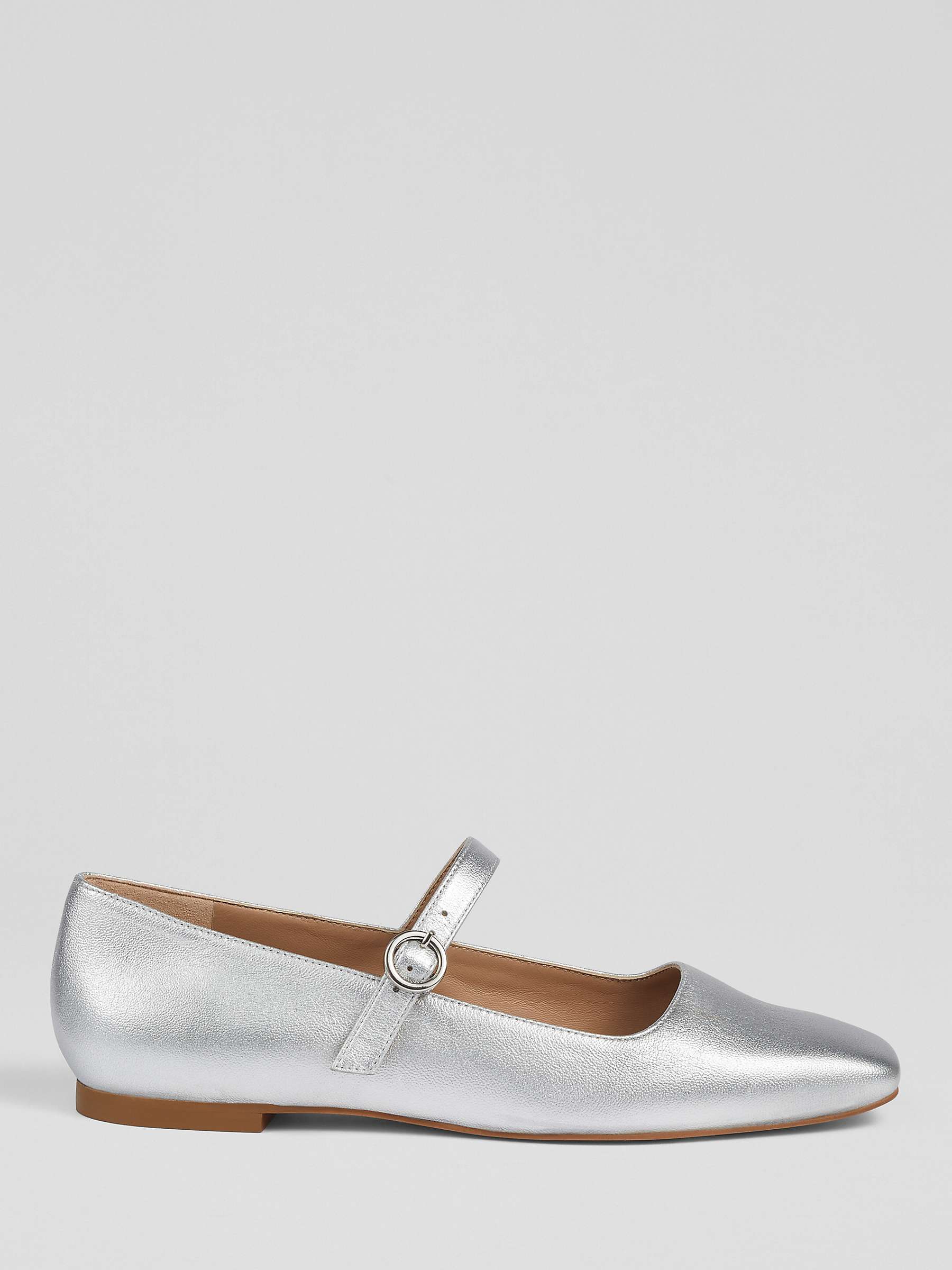 Buy L.K.Bennett Willow Flat Leather Mary Janes, Silver Online at johnlewis.com