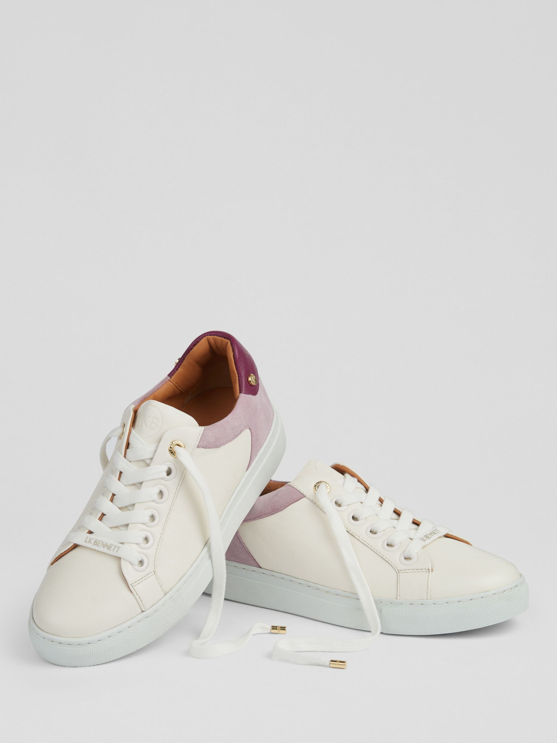 Buy L.K.Bennett Signature Leather Trainers, White Online at johnlewis.com