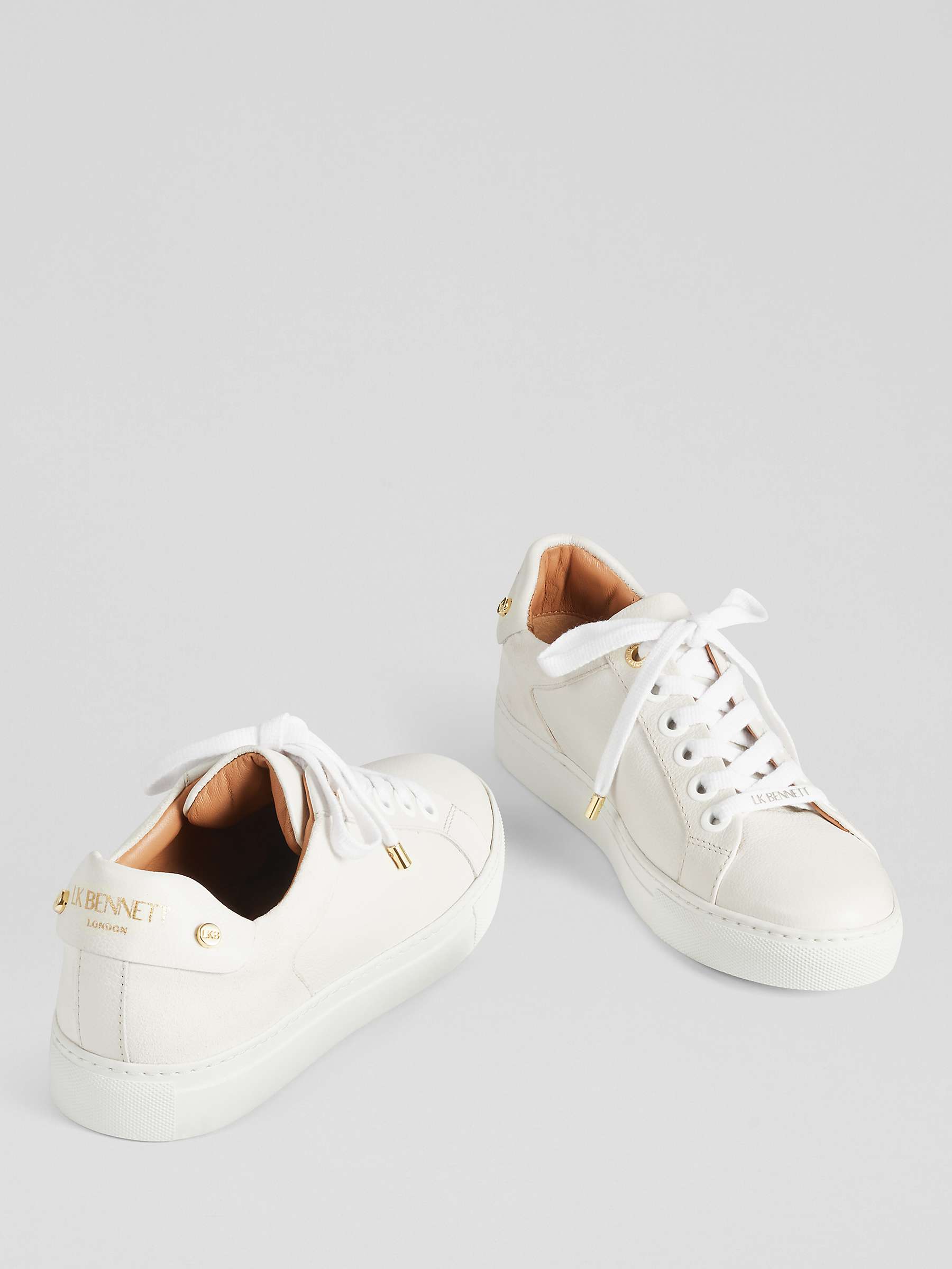 Buy L.K.Bennett Signature Leather Trainers, White Online at johnlewis.com